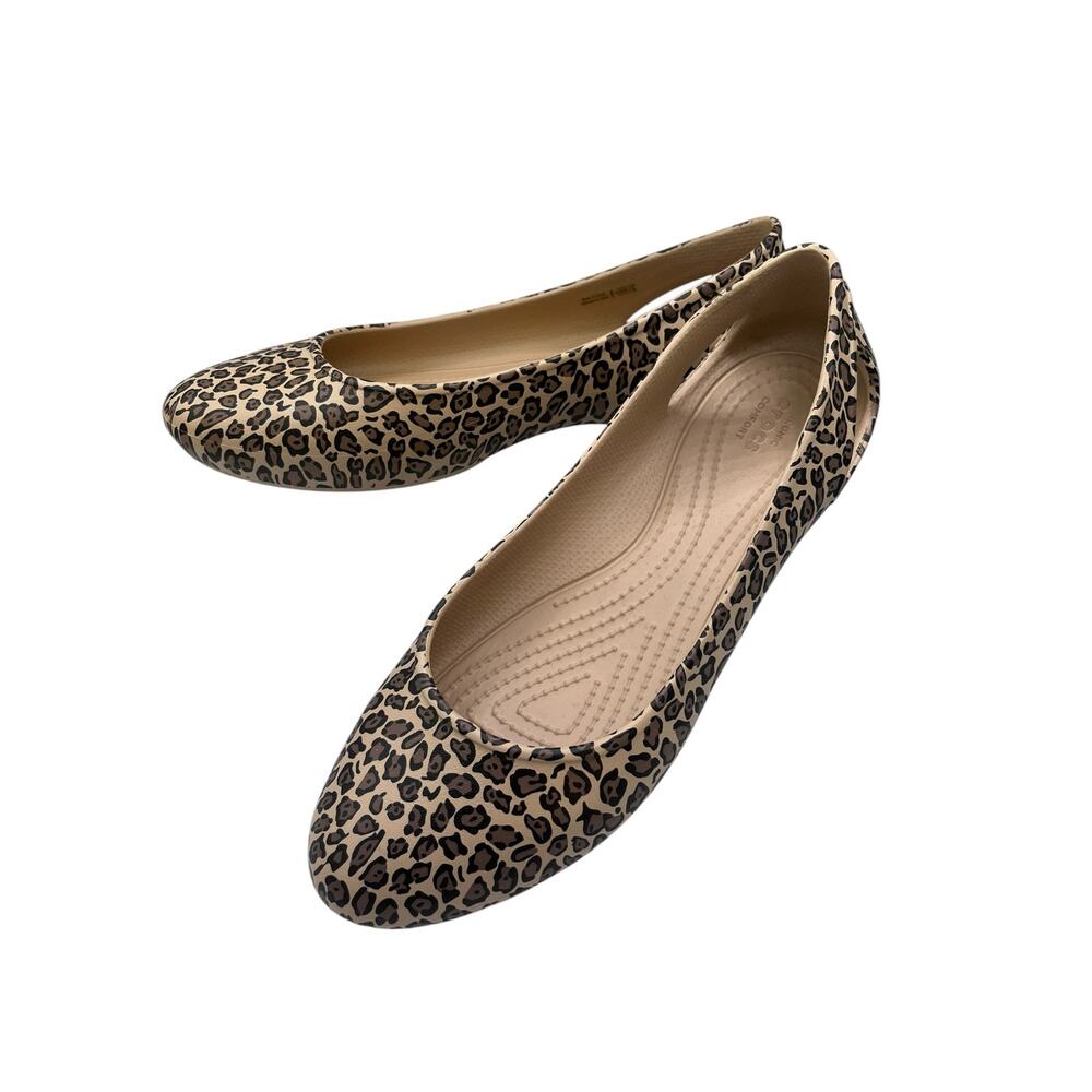 Leopard Print Crocs Ballet Flats 8 - Picture 3 of 4